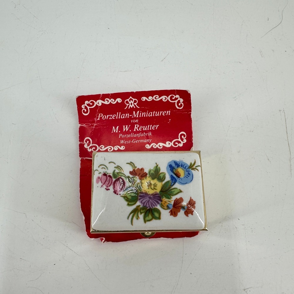 Reutter Porzellan West Germany Miniature Sewing Kit Floral Porcelain Box Vintage